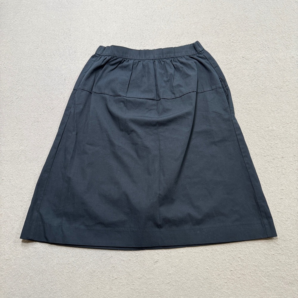 NEW Gap Midi Skirt Women's XS Black A-Line Elastic Waist Back Zip Cotton Stretch